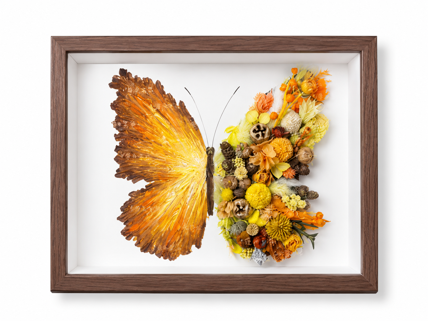 Oil painting butterfly preserved flower photo frame
