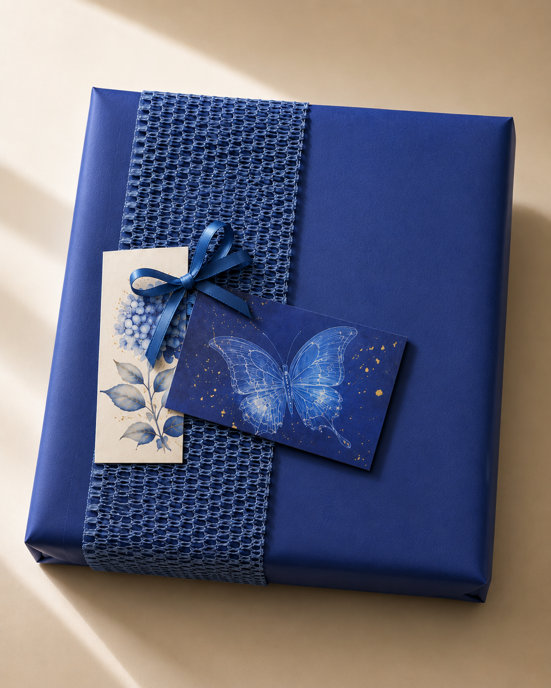 Azure Midnight Preserved Flower Butterfly Shadow Box