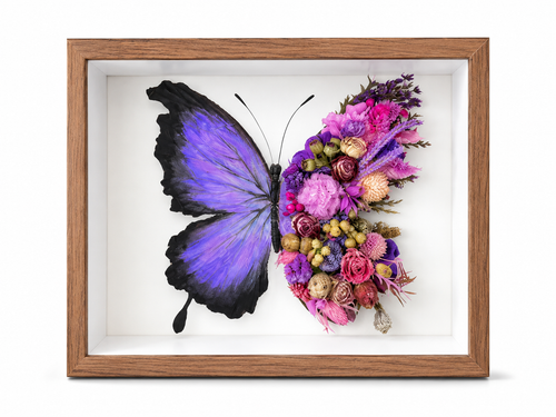Oil painting butterfly preserved flower photo frame