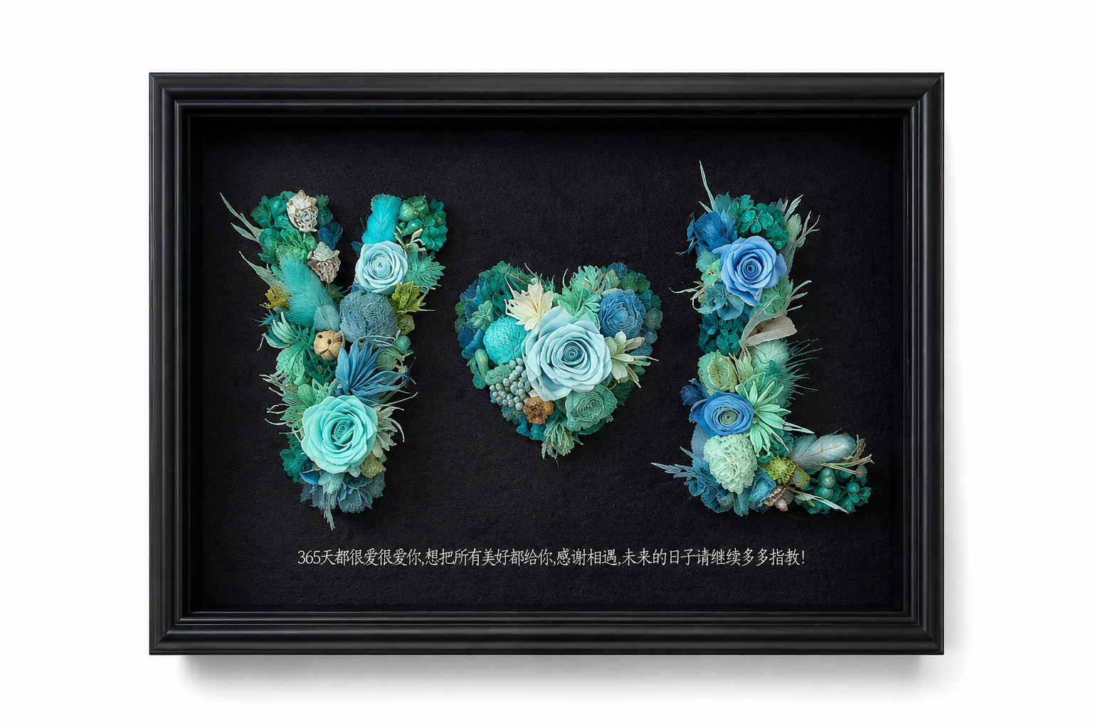 Custom Blue Floral Initial Letter Shadow Box
