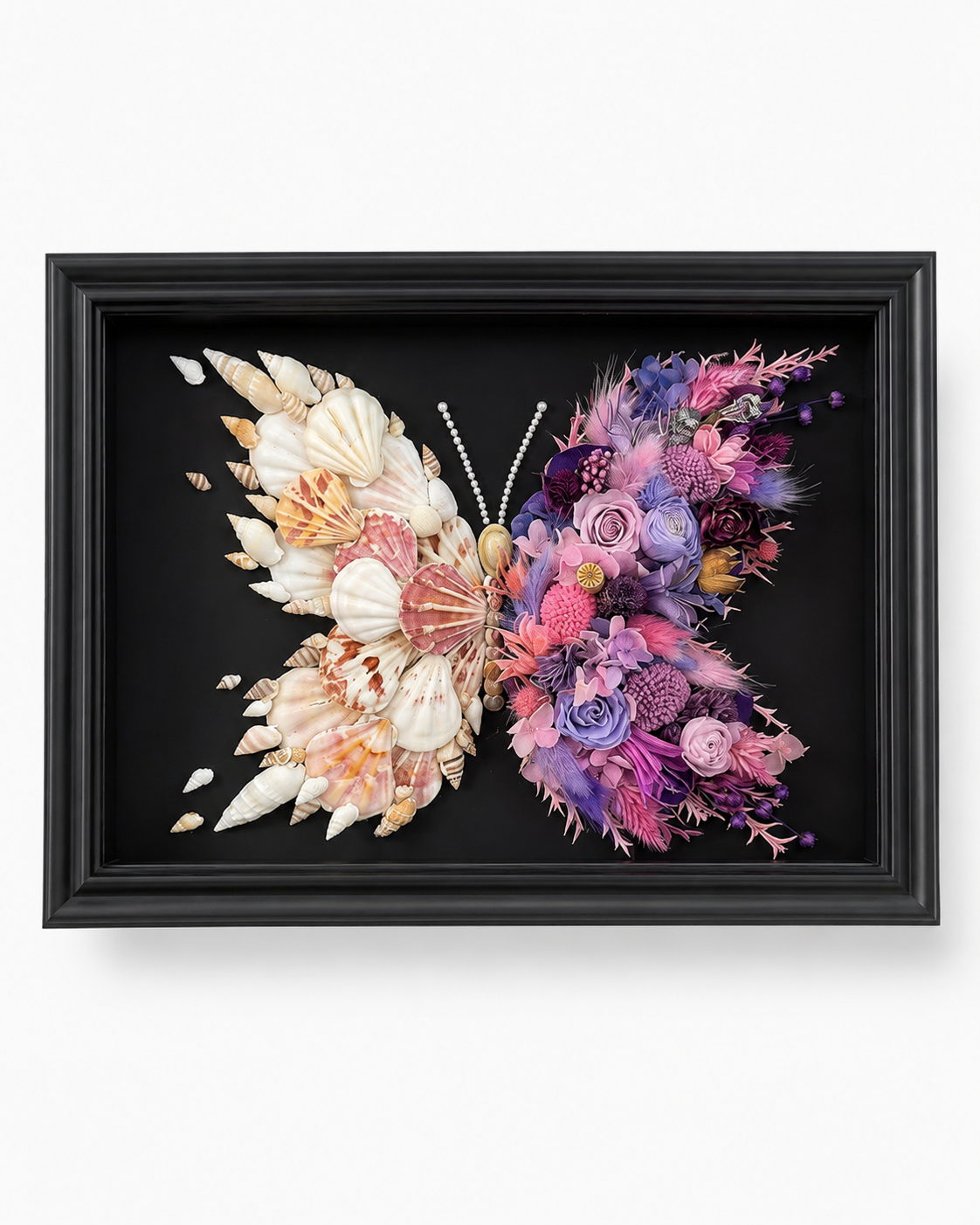 Azure Midnight Preserved Flower Butterfly Shadow Box
