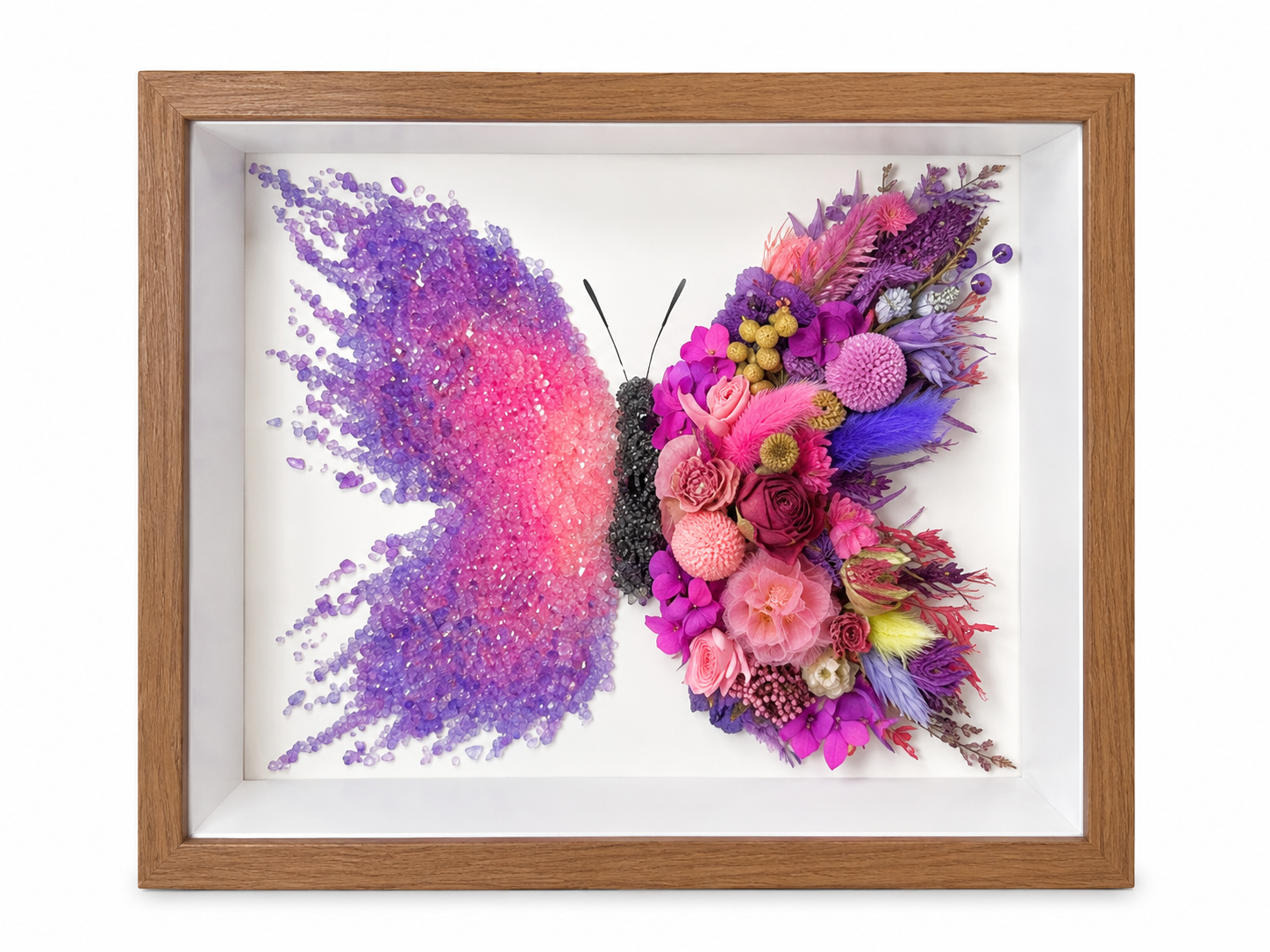 Azure Midnight Preserved Flower Butterfly Shadow Box