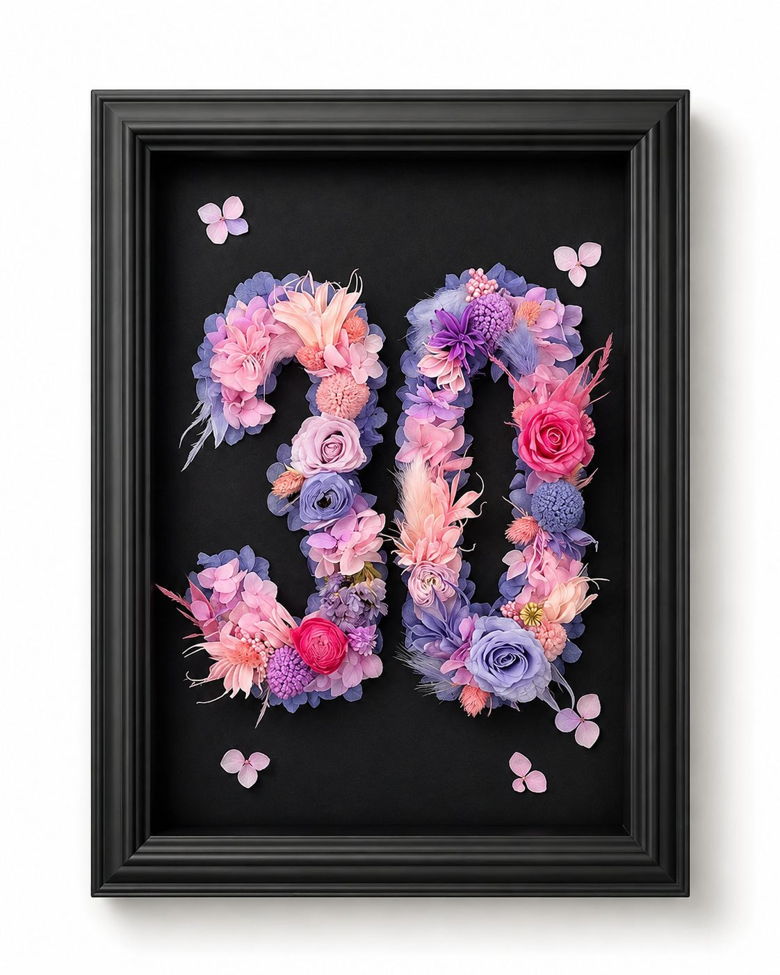 Azure Eighteen Preserved Flower Milestone Shadow Box