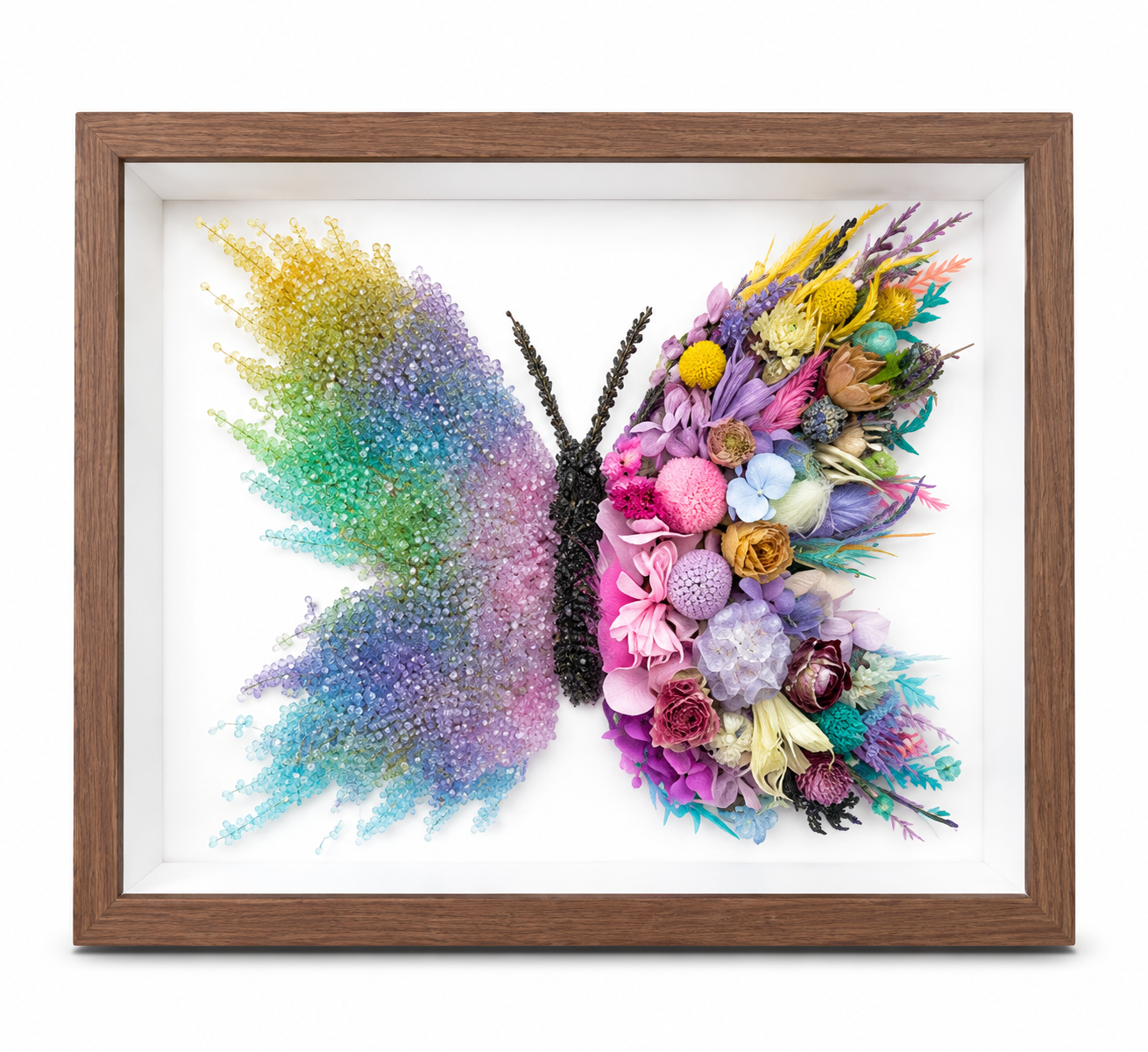 Azure Midnight Preserved Flower Butterfly Shadow Box